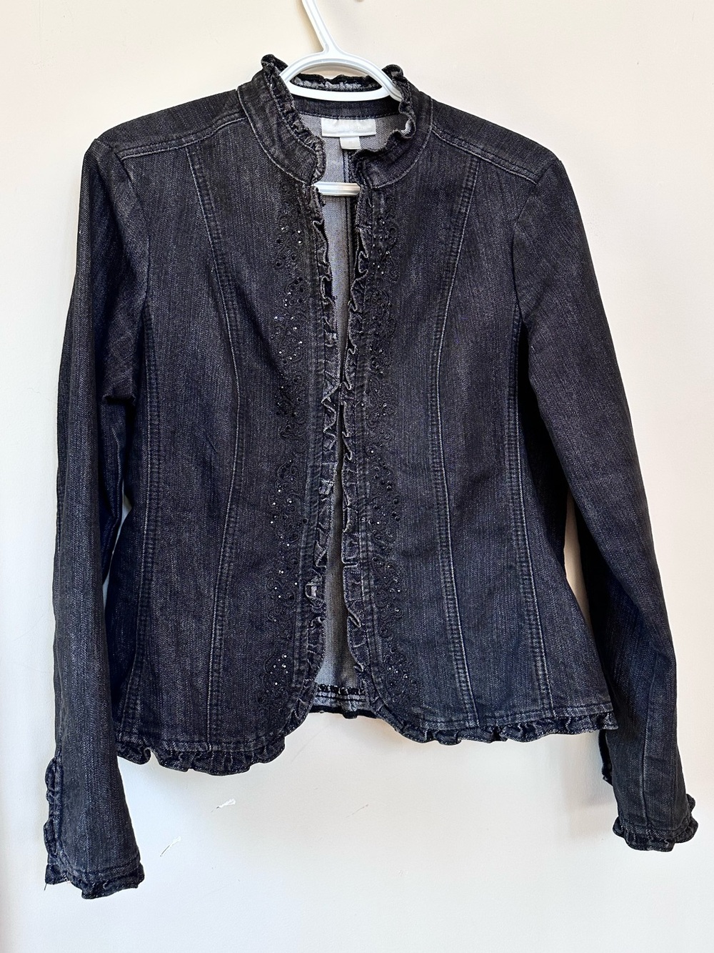 Dressbarn Woman Embellished Black Denim Blazer